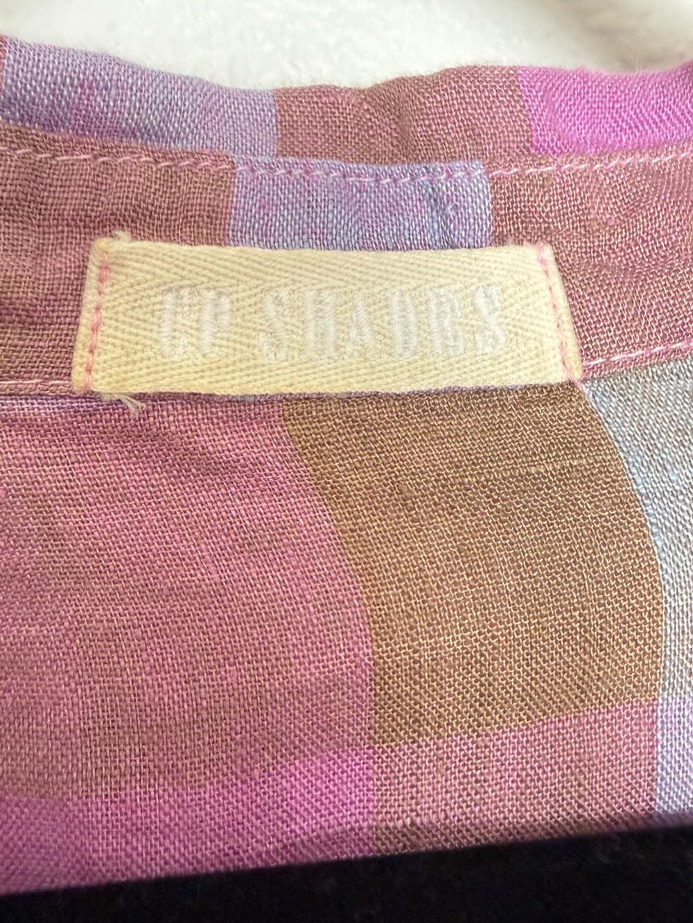 CP Shades 100% Linen Pink Plaid Oversized Tunic Shirt Dress L - Picture 6 of 9